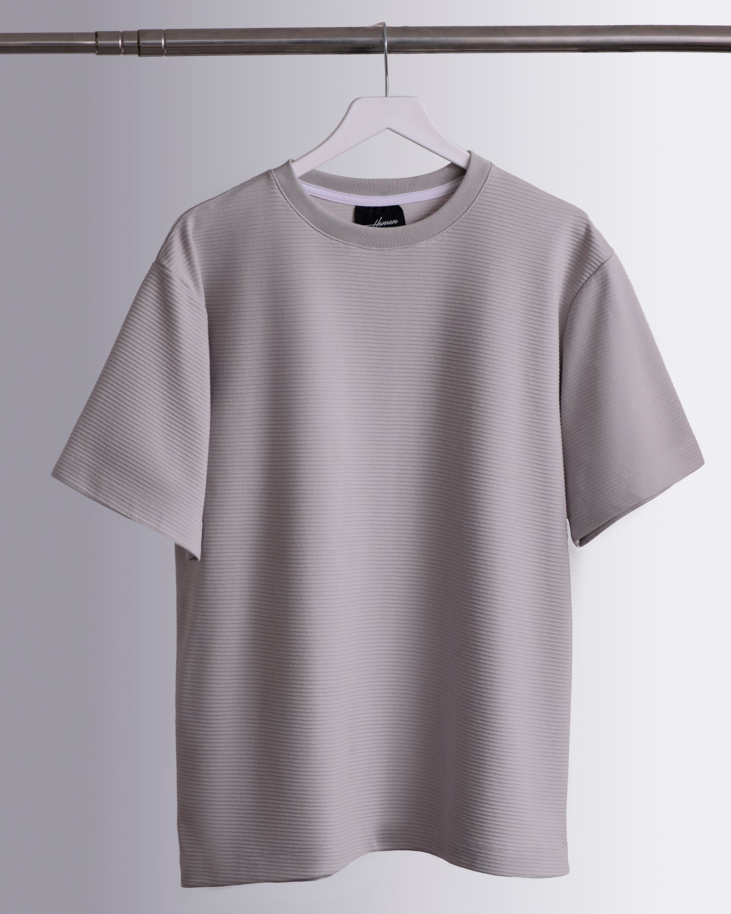 CAMISETA OVERSIZE TEXTURA RAYAS GRIS CLARO