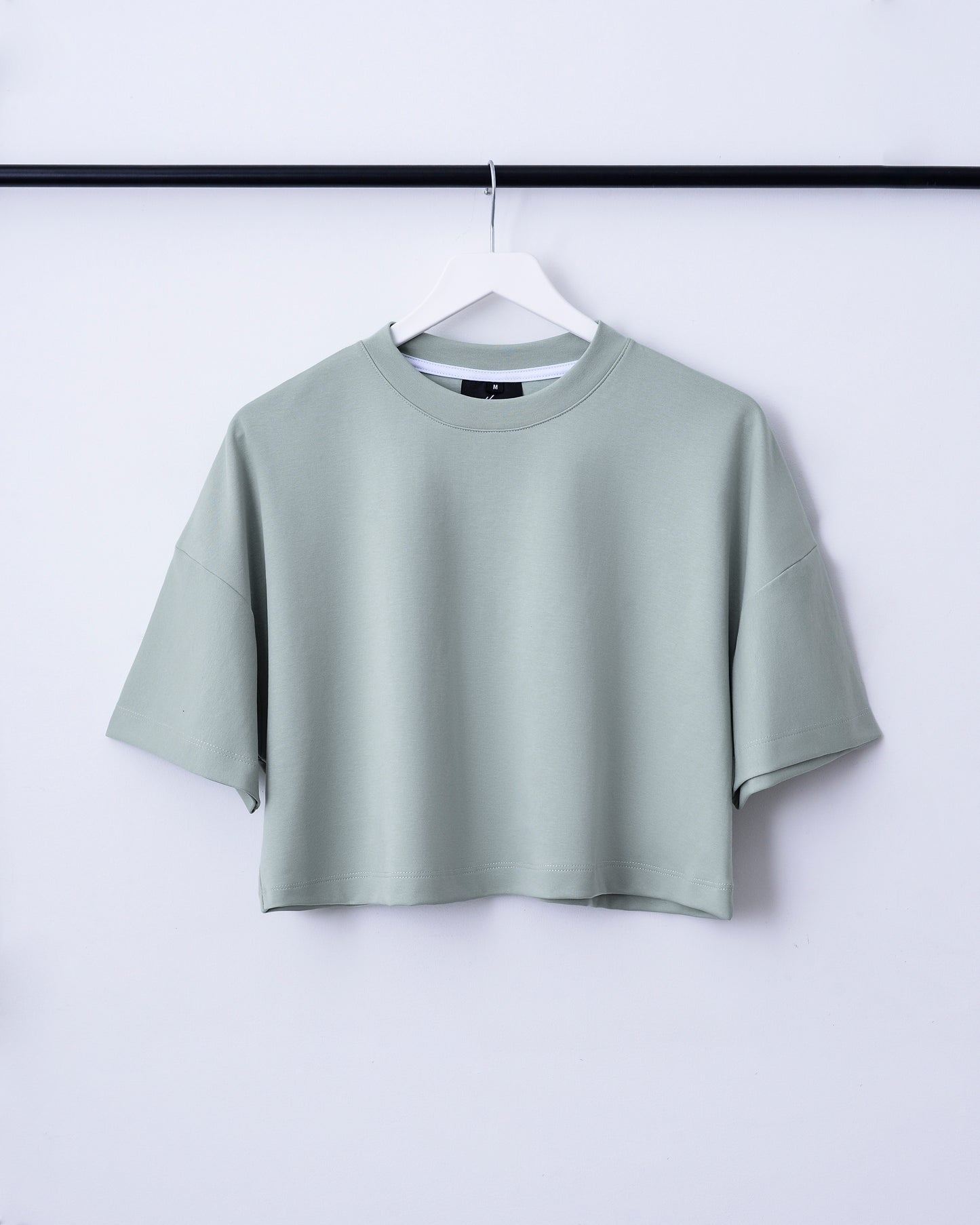 CAMISETA CROP OVERSIZE DAMA COLOR VERDE SECO