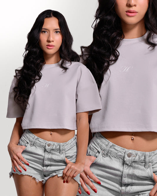 CROP TOP GRIS CLARO